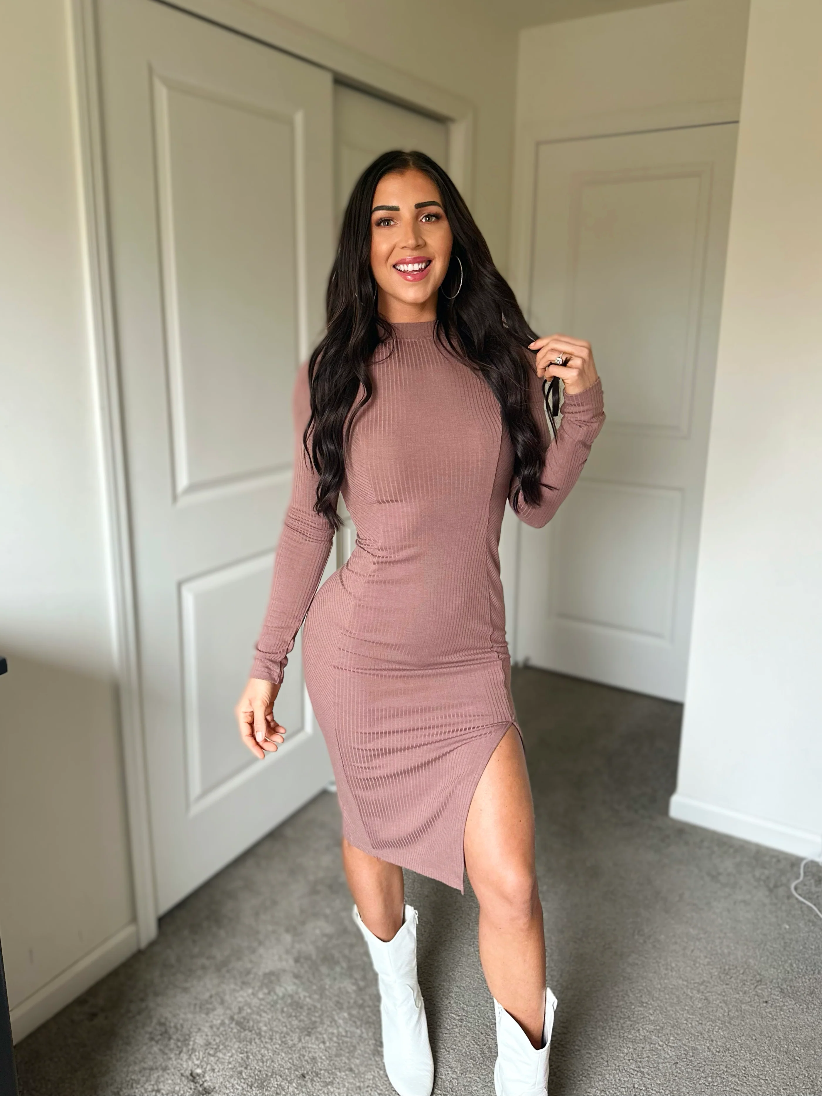 Luxe Rib Mockneck Dress - Image 20