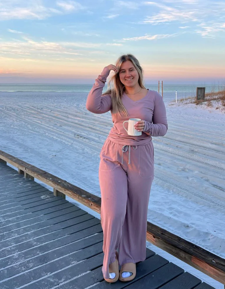 Soft Lounge Rib V Neck Long Sleeve - Image 18