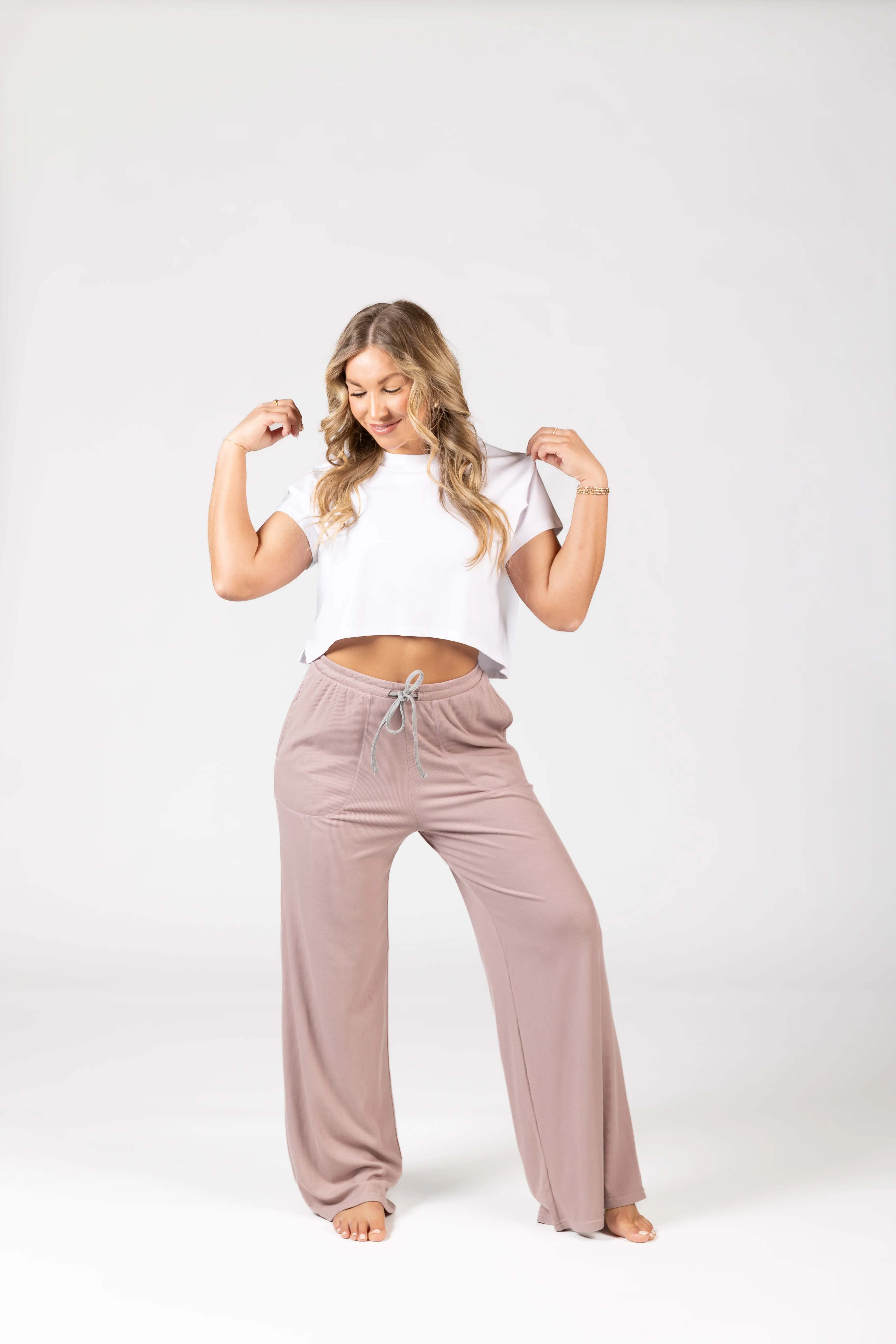 Soft Lounge Rib Wide Leg Pant - Image 4