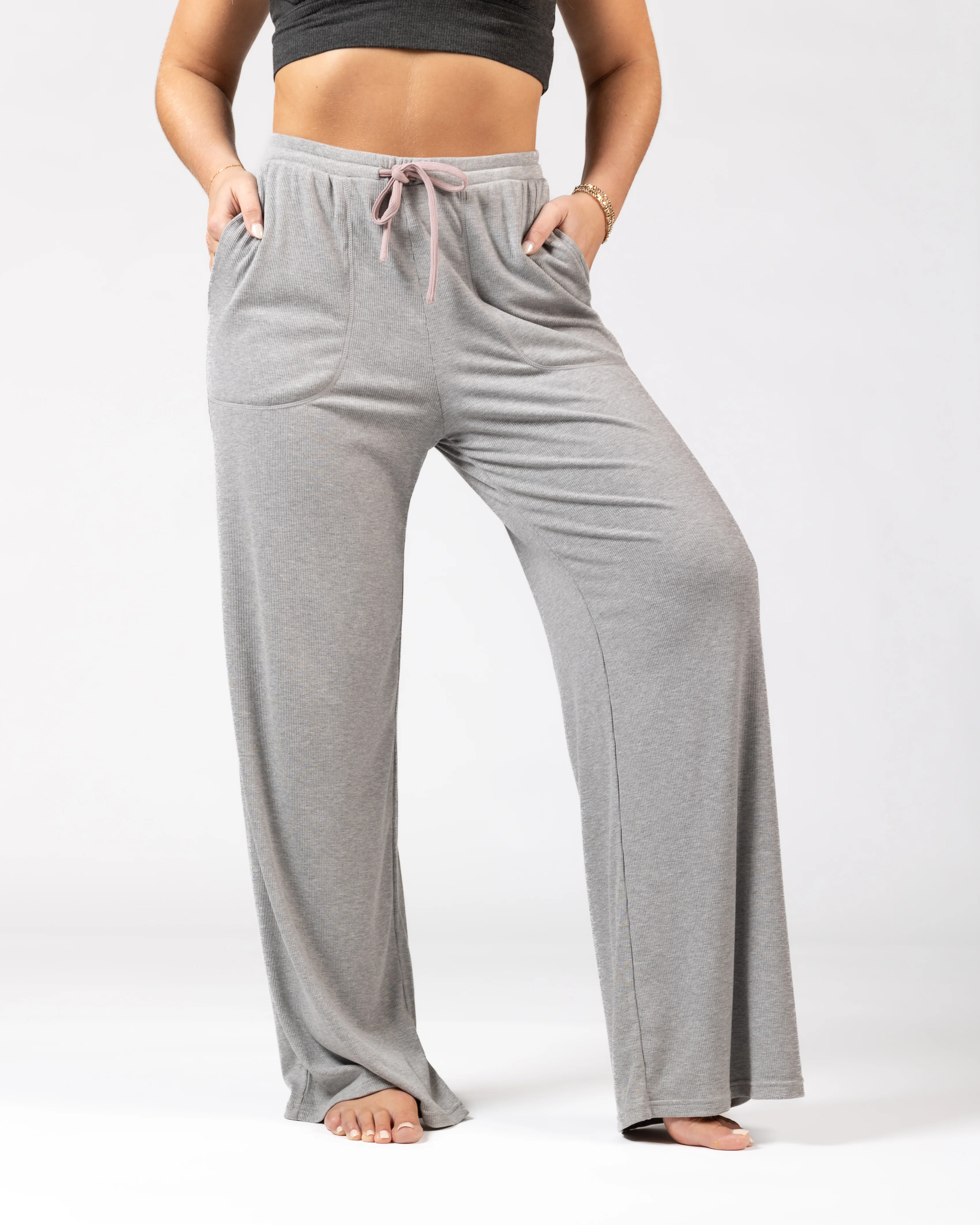 Soft Lounge Rib Wide Leg Pant - Image 8